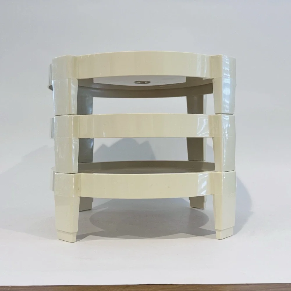 Vintage MCM Tupperware Divided‎ Party Tray w Lid & 3 Tier Stacking Stands Almond